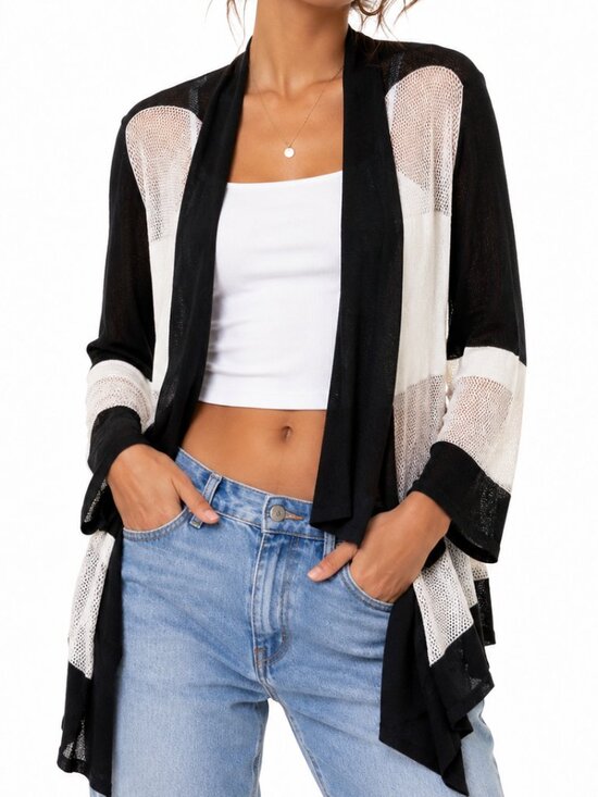 INC International Concepts Sweaters - INC INTERNATIONAL CONCEPTS Colorblock Waterfall Open Front Cardigan Size MP